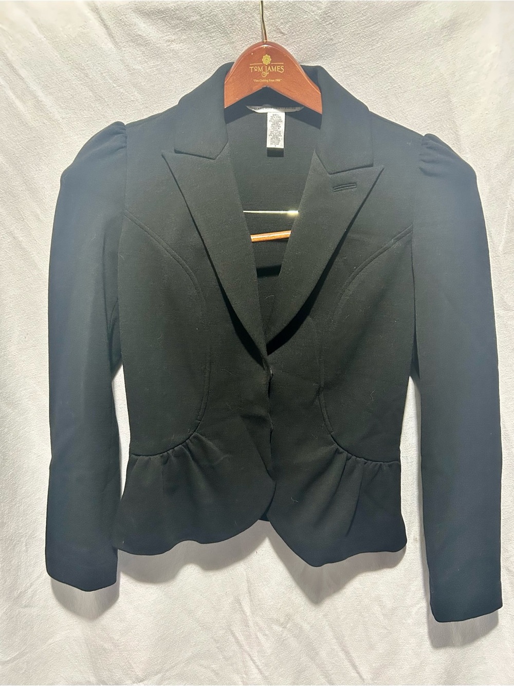 Diane Von Furstenberg Black Blazer Puff Sleeve Snap Button Womens 8